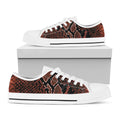 Brick Red Python Snakeskin Print White Low Top Sneakers