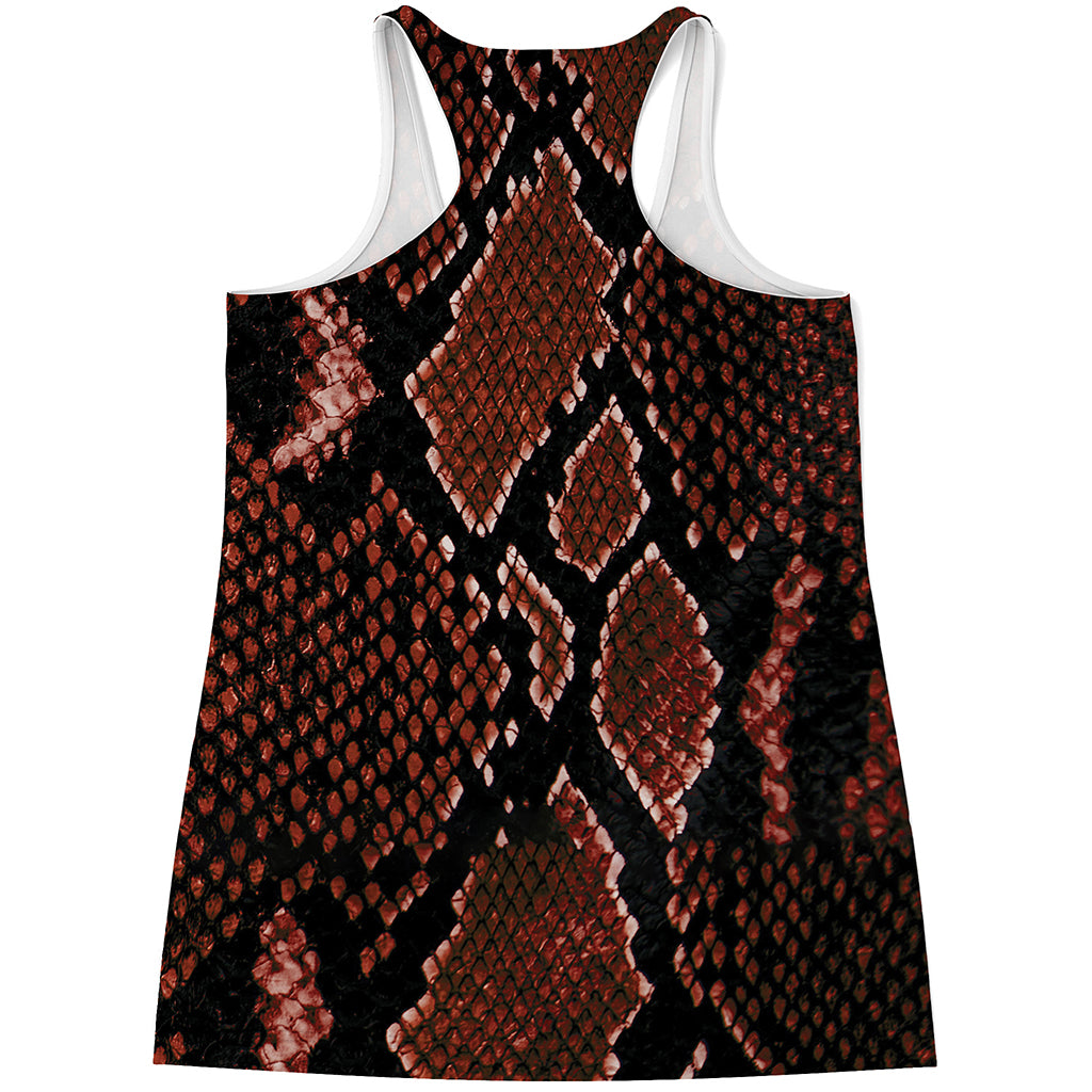 Brick Red Python Snakeskin Print Women's Racerback Tank Top