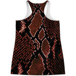 Brick Red Python Snakeskin Print Women's Racerback Tank Top