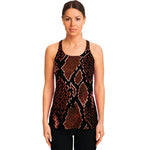 Brick Red Python Snakeskin Print Women's Racerback Tank Top