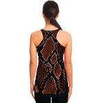 Brick Red Python Snakeskin Print Women's Racerback Tank Top