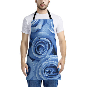 Bright Blue Rose Print Apron