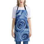 Bright Blue Rose Print Apron