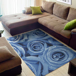 Bright Blue Rose Print Area Rug