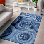 Bright Blue Rose Print Area Rug