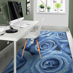Bright Blue Rose Print Area Rug