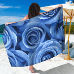 Bright Blue Rose Print Beach Sarong Wrap