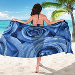 Bright Blue Rose Print Beach Sarong Wrap