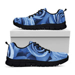 Bright Blue Rose Print Black Sneakers