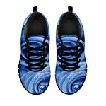 Bright Blue Rose Print Black Sneakers