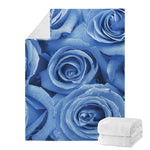 Bright Blue Rose Print Blanket