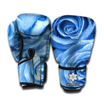 Bright Blue Rose Print Boxing Gloves