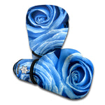 Bright Blue Rose Print Boxing Gloves