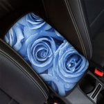 Bright Blue Rose Print Car Center Console Cover