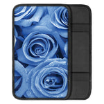 Bright Blue Rose Print Car Center Console Cover