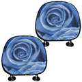 Bright Blue Rose Print Car Headrest Covers