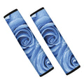 Bright Blue Rose Print Car Seat Belt Covers
