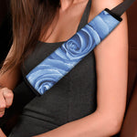 Bright Blue Rose Print Car Seat Belt Covers