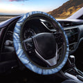 Bright Blue Rose Print Car Steering Wheel Cover