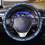 Bright Blue Rose Print Car Steering Wheel Cover