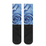 Bright Blue Rose Print Crew Socks