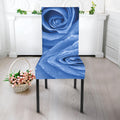 Bright Blue Rose Print Dining Chair Slipcover
