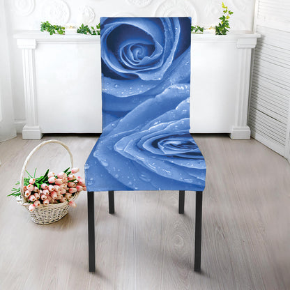 Bright Blue Rose Print Dining Chair Slipcover