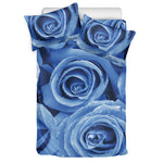 Bright Blue Rose Print Duvet Cover Bedding Set