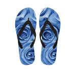 Bright Blue Rose Print Flip Flops