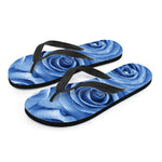 Bright Blue Rose Print Flip Flops