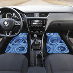 Bright Blue Rose Print Front and Back Car Floor Mats