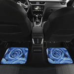 Bright Blue Rose Print Front and Back Car Floor Mats