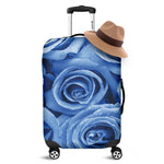 Bright Blue Rose Print Luggage Cover