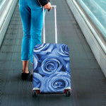 Bright Blue Rose Print Luggage Cover
