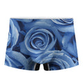 Bright Blue Rose Print Men's Boxer Briefs