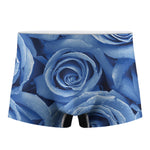 Bright Blue Rose Print Men's Boxer Briefs