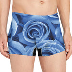 Bright Blue Rose Print Men's Boxer Briefs