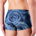 Bright Blue Rose Print Men's Boxer Briefs