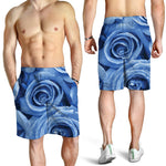 Bright Blue Rose Print Men's Shorts
