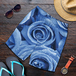 Bright Blue Rose Print Men's Shorts