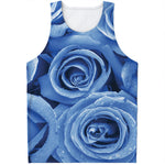 Bright Blue Rose Print Men's Tank Top