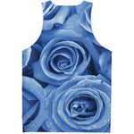 Bright Blue Rose Print Men's Tank Top