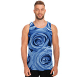 Bright Blue Rose Print Men's Tank Top