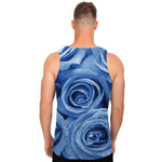 Bright Blue Rose Print Men's Tank Top