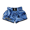 Bright Blue Rose Print Muay Thai Boxing Shorts