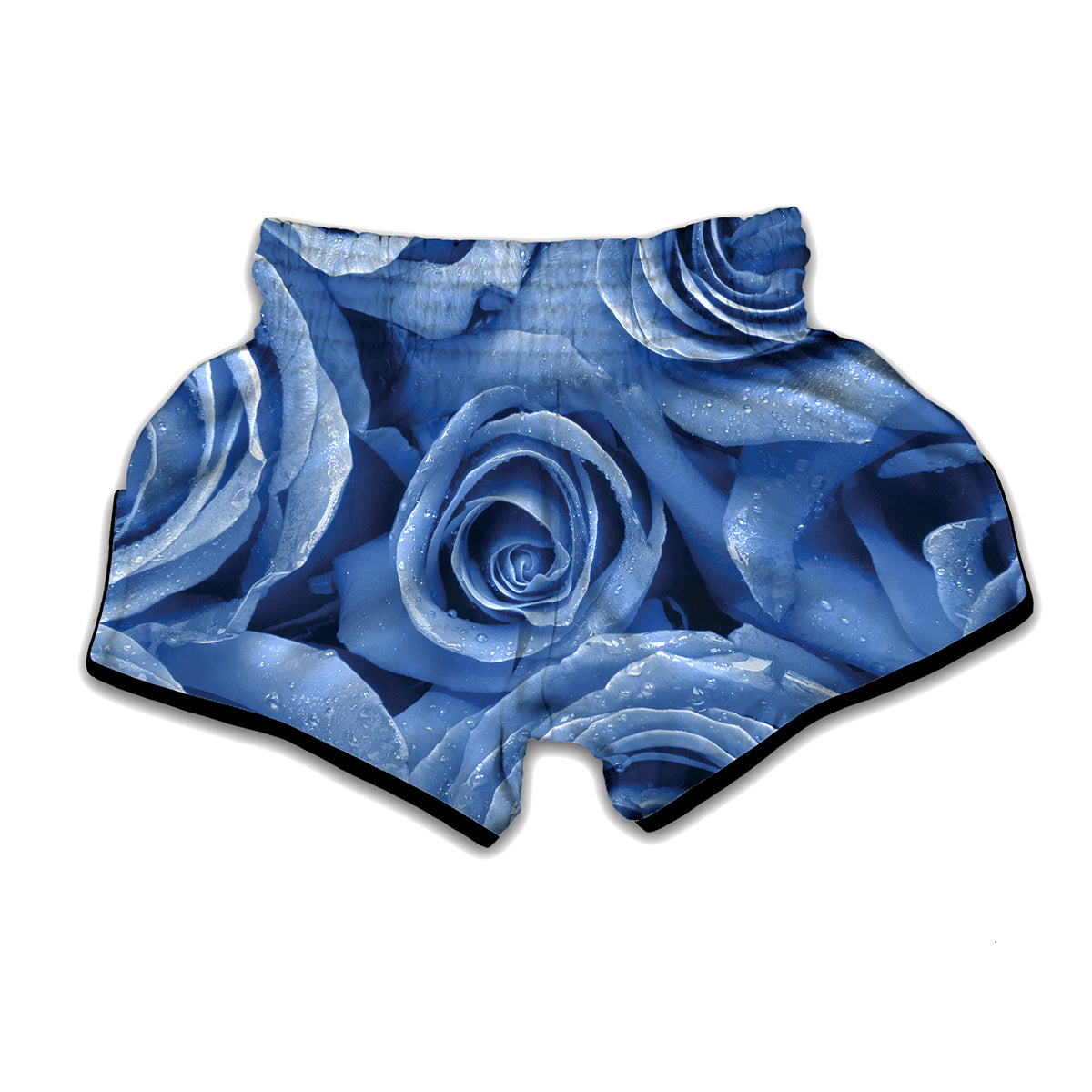 Bright Blue Rose Print Muay Thai Boxing Shorts