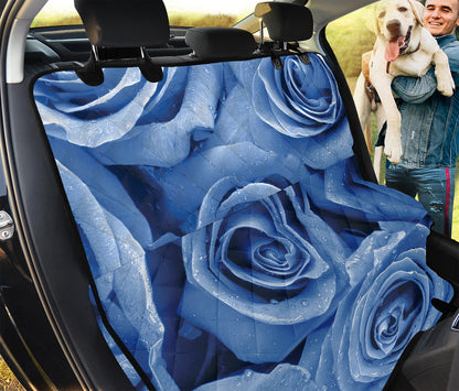 Bright Blue Rose Print Pet Car Back Seat Cover