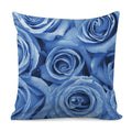 Bright Blue Rose Print Pillow Cover
