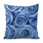 Bright Blue Rose Print Pillow Cover