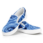 Bright Blue Rose Print White Slip On Shoes